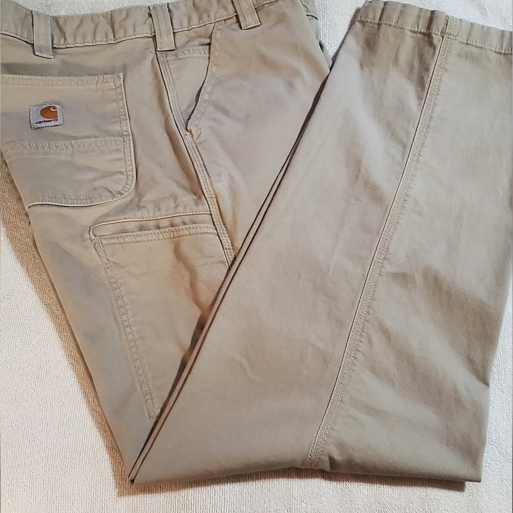 Carhartt Men's Khaki Twill Pants. Sz 38x32